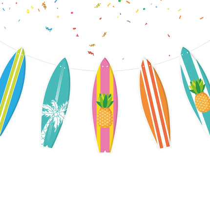 Surf's Up! Vibrant Surfboard Cartoon Banner - Beach Themed Decor