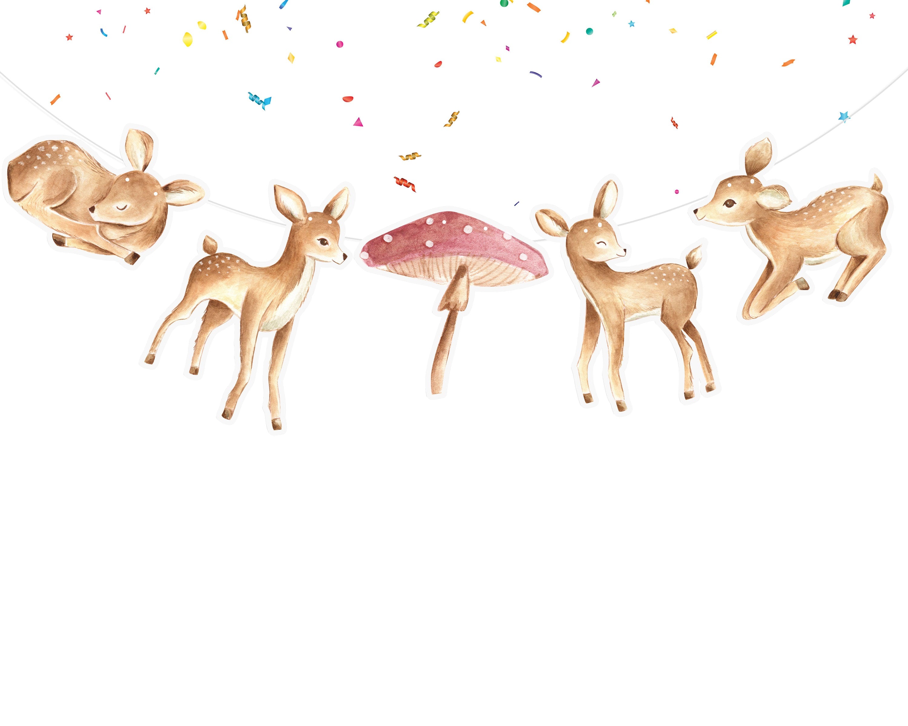 Enchanted Woodland Deer Cartoon Banner - Gentle Forest Decor for Children's Spaces