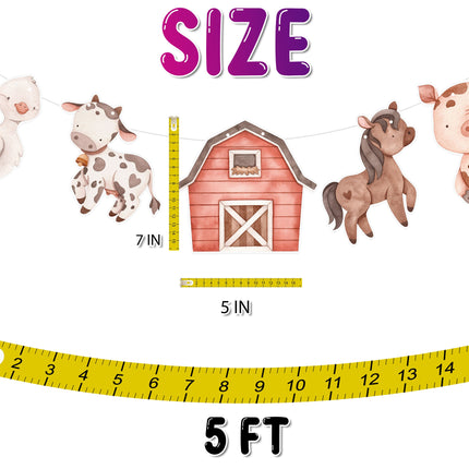 Happy Farmyard Friends Cartoon Banner - Rustic Barnyard Decor for Kids