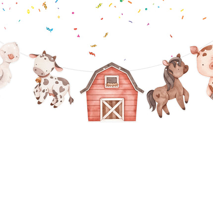 Happy Farmyard Friends Cartoon Banner - Rustic Barnyard Decor for Kids