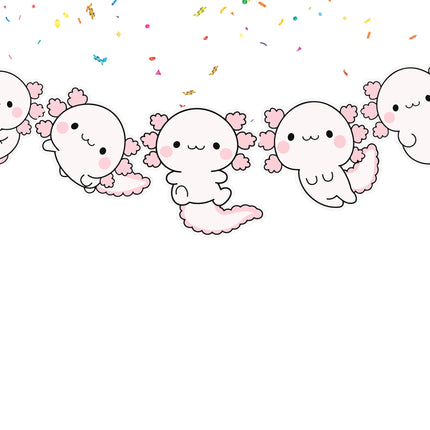 Adorable Axolotl Parade Cartoon Banner - Cute Aquatic Theme Decor