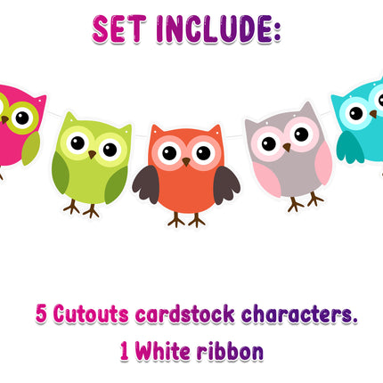 Hoot of Color - Vibrant Owl Cartoon Banner for Children's Room Decor