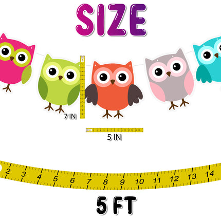 Hoot of Color - Vibrant Owl Cartoon Banner for Children's Room Decor