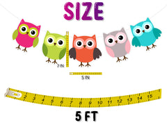 Hoot of Color - Vibrant Owl Cartoon Banner for Children's Room Decor