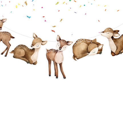 Whispering Fawns - Charming Deer Cartoon Banner for Nursery and Home Decor