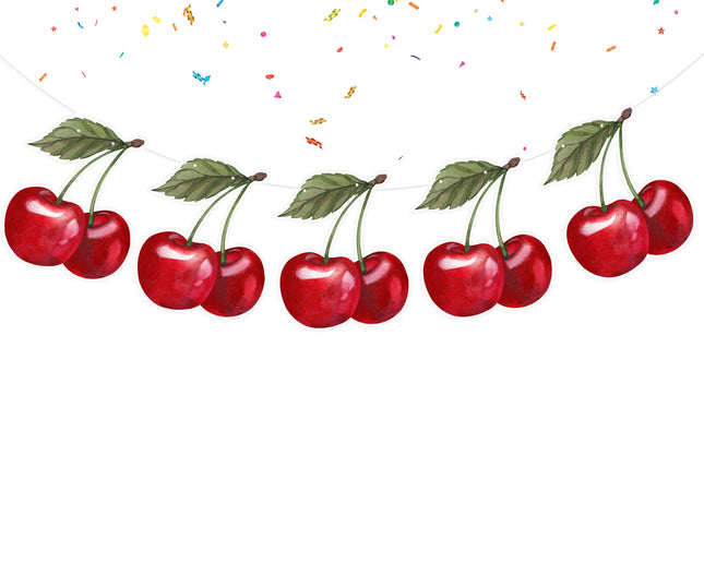 Juicy Cherry Cartoon Banner for Sweet Celebrations and Summer Party Decor