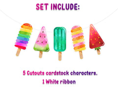 Colorful Popsicle Cartoon Banner for Sweet Summer Parties and Frozen Treat Celebrations