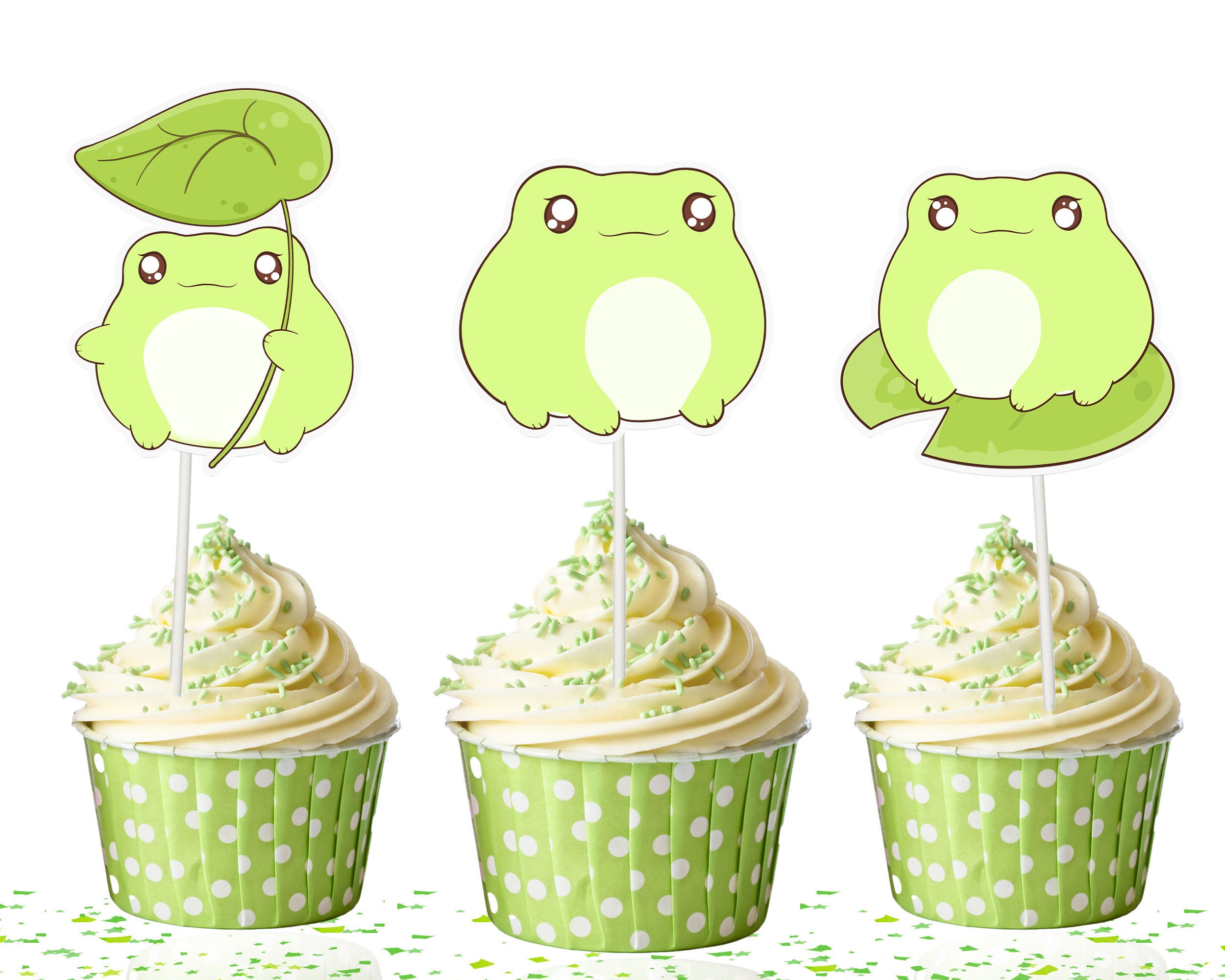 Kawaii Frog Cupcake Toppers - Hop into Adorable Dessert Decorations