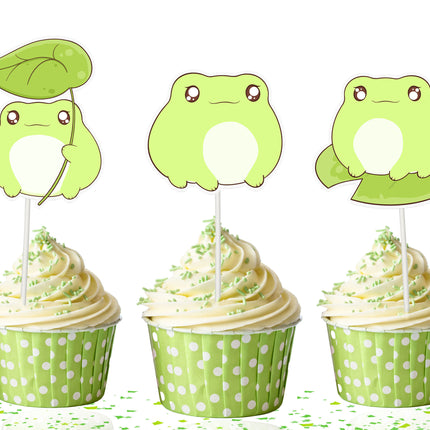 Kawaii Frog Cupcake Toppers - Hop into Adorable Dessert Decorations