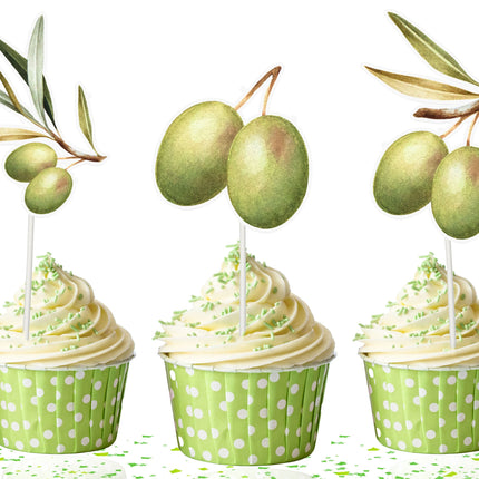 Olive Branch Cupcake Toppers - Elegant Decor for Weddings and Celebration