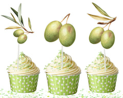 Olive Branch Cupcake Toppers - Elegant Decor for Weddings and Celebration