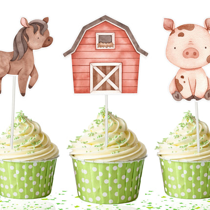 Charming Farmyard Friends Cupcake Toppers