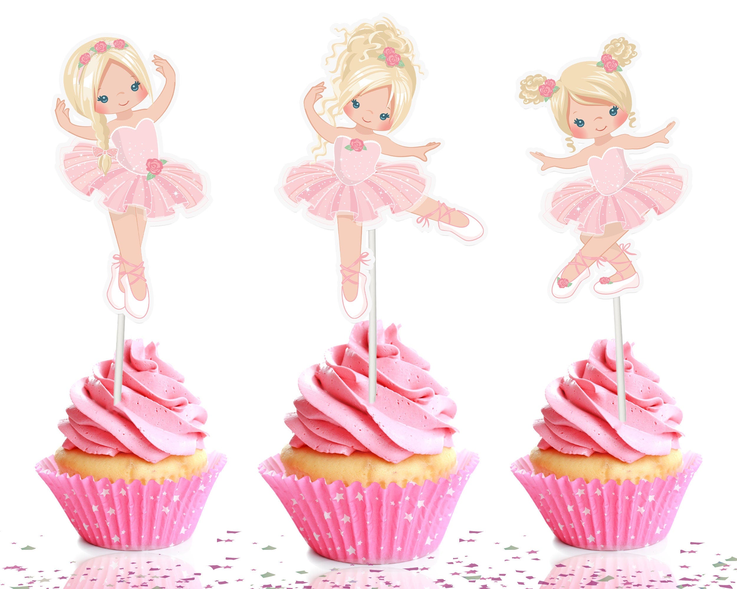 Enchanting Ballerina Cupcake Toppers - Set of 10 Adorable Dancer Decorations for Birthday and Theme Parties