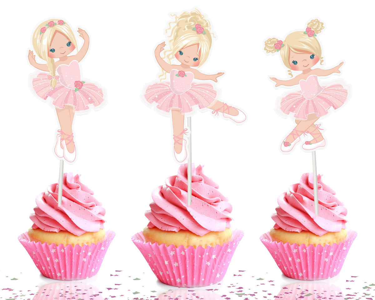 Enchanting Ballerina Cupcake Toppers - Set of 10 Adorable Dancer Decorations for Birthday and Theme Parties