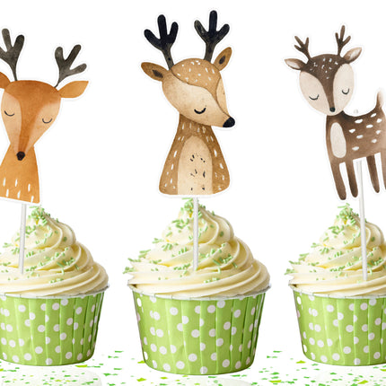 Enchanting Deer Cupcake Toppers - Forest-Themed Charm for Any Occasion