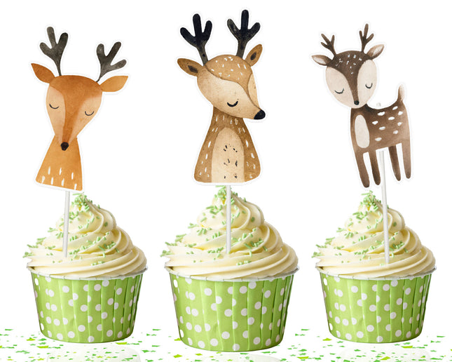 Enchanting Deer Cupcake Toppers - Forest-Themed Charm for Any Occasion