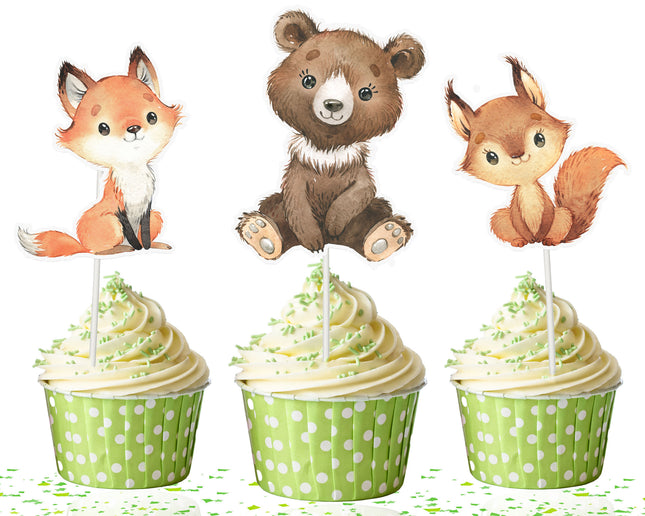 Adorable Woodland Creatures Cupcake Toppers - Perfect for Themed Parties and Baby Showers