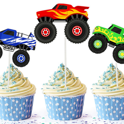 Roaring Monster Truck Cupcake Toppers - Rev Up Your Party Decorations