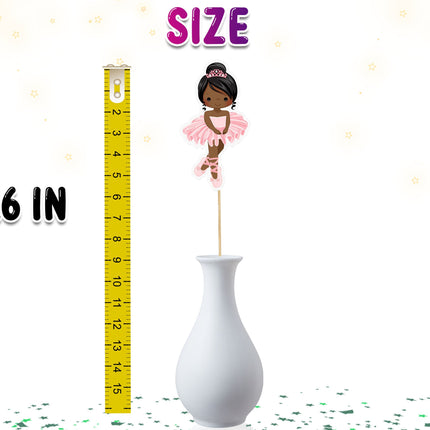 Graceful Afro Ballerina Centerpieces - Set of 5 Elegant Ballet Dancer Figures for Birthday Decor and Party Highlights