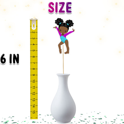Dynamic Afro Gymnast Centerpieces - Set of 5 Athletic Figures for Celebratory Decor and Inspirational Party Themes