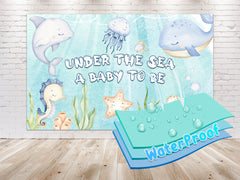 "Under the Sea Baby Shower" Backdrop 5x3 FT - Ocean Life Themed Party Decor