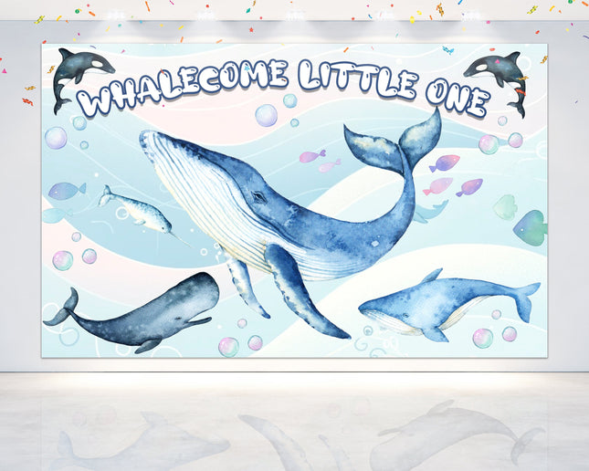 Whales Baby Shower Backdrop