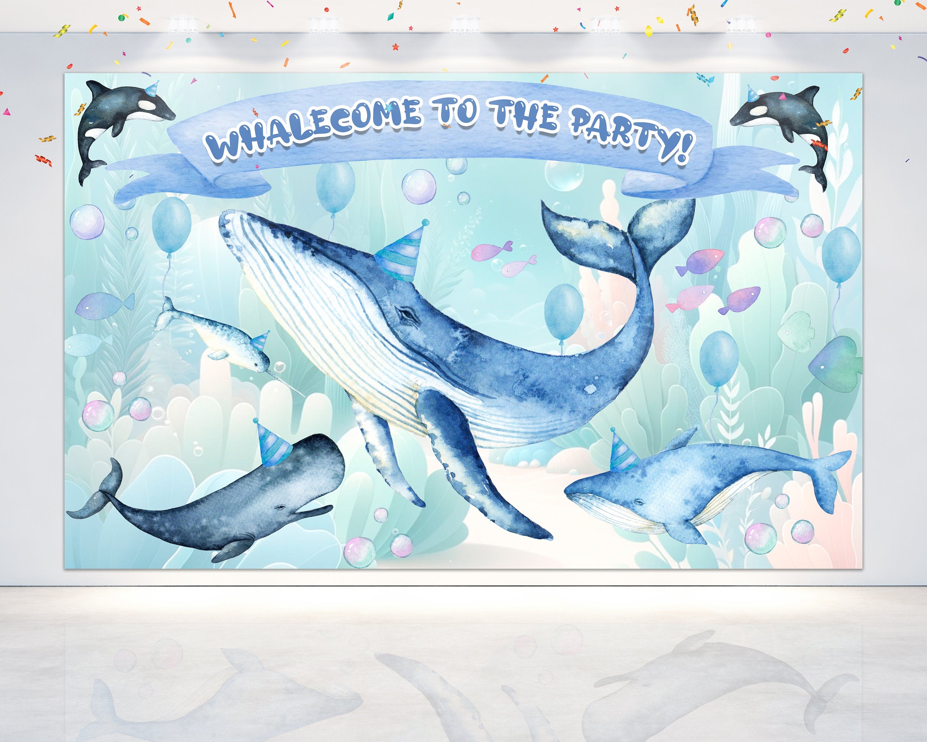Whalecome to the Party!" Baby Shower Backdrop