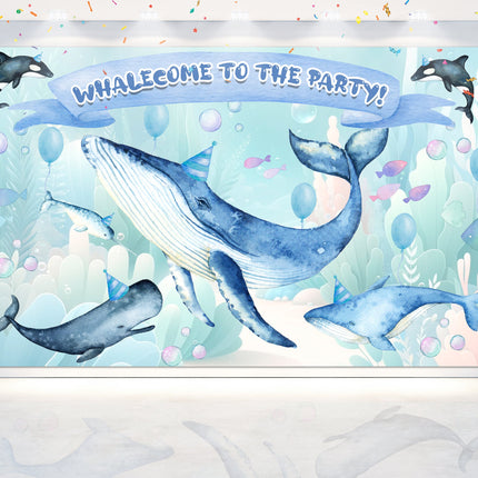 Whalecome to the Party!" Baby Shower Backdrop