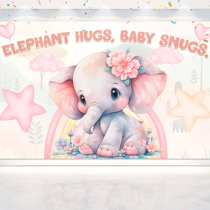 Adorable Elephant Baby Shower Backdrop