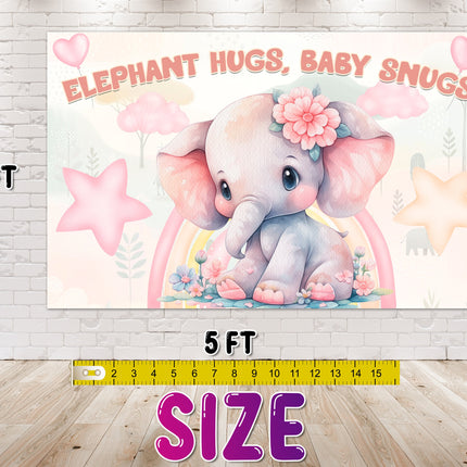 Adorable Elephant Baby Shower Backdrop 5x3 FT - Cute and Charming Baby Shower Decorations