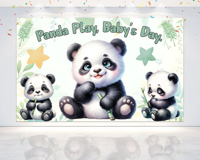 Charming Panda Baby Shower Backdrop