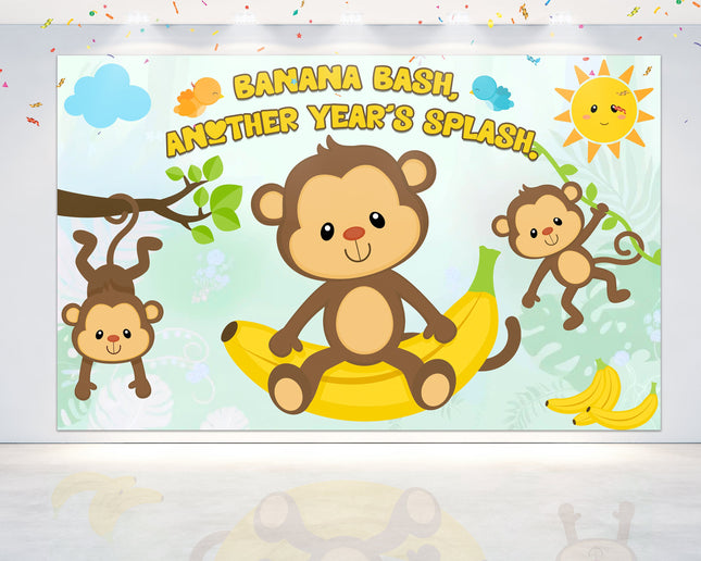 Playful Monkey Birthday Backdrop