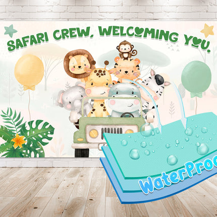 Jungle Safari Crew Baby Shower Backdrop 5x3 FT
