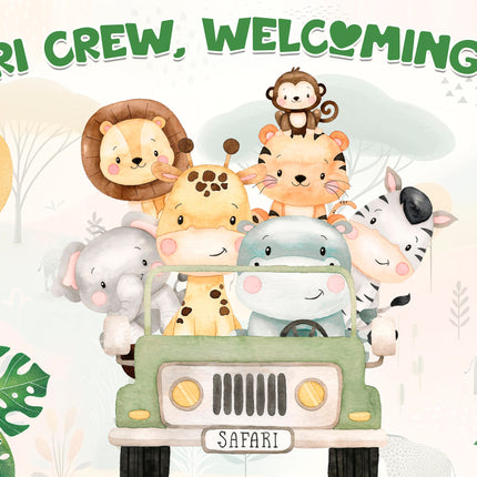 Jungle Safari Crew Baby Shower Backdrop 5x3 FT