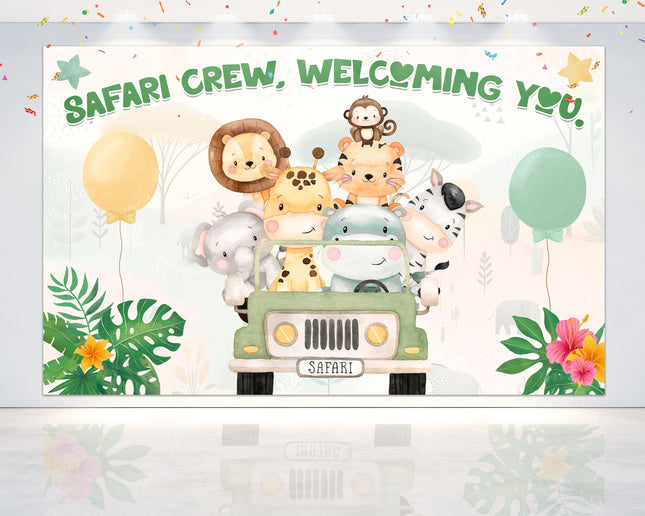 Jungle Safari Crew Baby Shower Backdrop