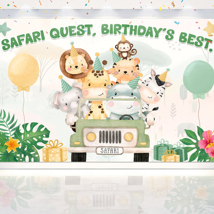 Enchanting Safari Animals Birthday Backdrop