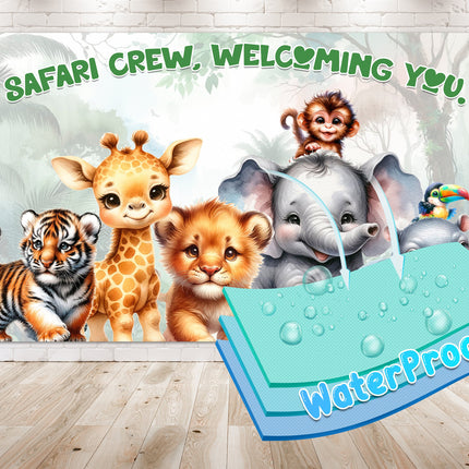 Charming Safari Baby Shower Backdrop 5x3 FT