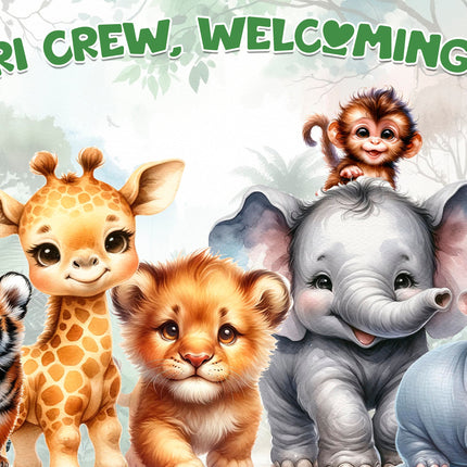 Charming Safari Baby Shower Backdrop 5x3 FT