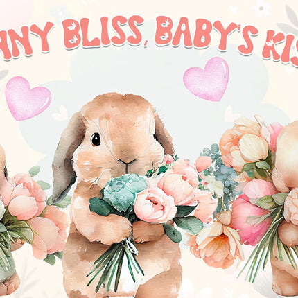 Sweet Bunny Bliss Baby Shower Backdrop 5x3 FT