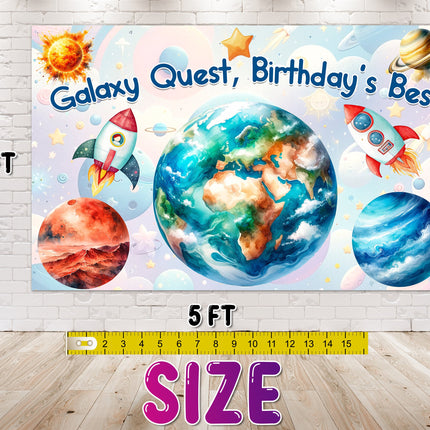 Stellar Space Birthday Backdrop 5x3 FT - Galaxy Quest