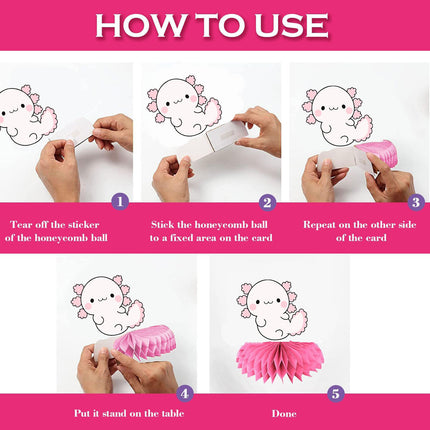 Adorable Axolotl Honeycomb Decorations - 5pcs Charming Table Centerpieces