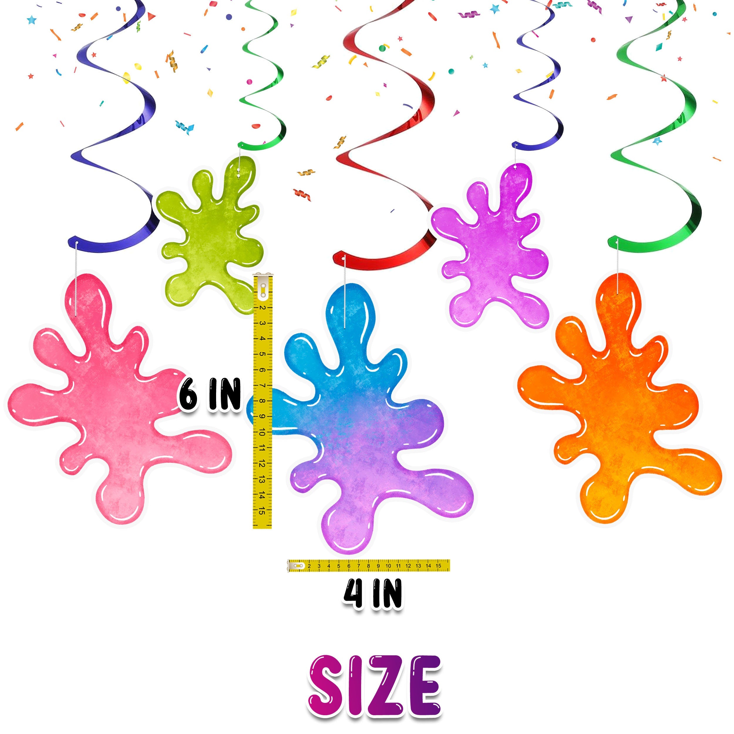 Vibrant Slime Swirls Decoration Set - 10pcs Colorful Party Hanging Cutouts