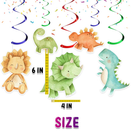 Prehistoric Dinosaur Party Swirls - 10pcs Mesozoic Hanging Decorations Set