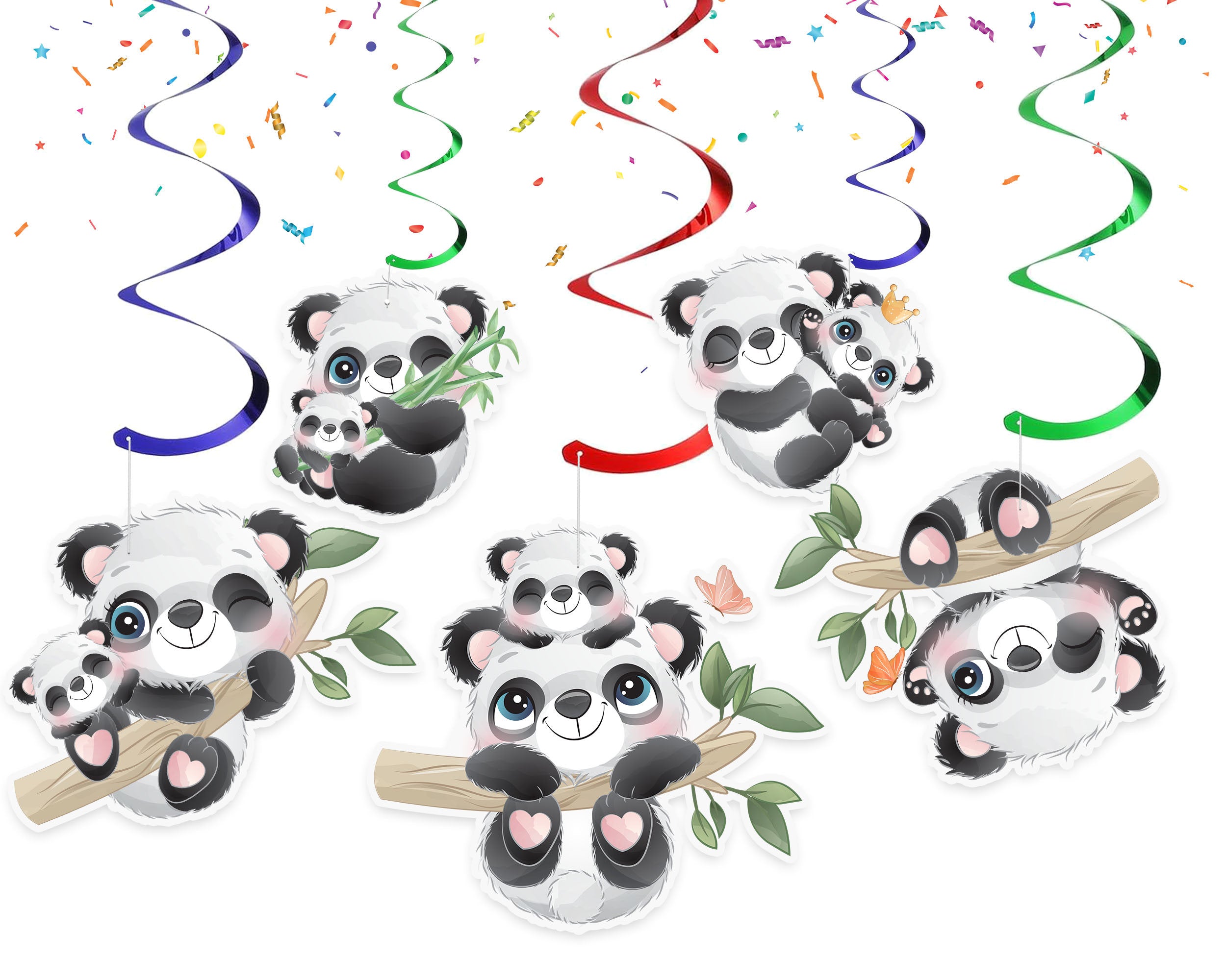 Playful Panda Party Swirl Decorations