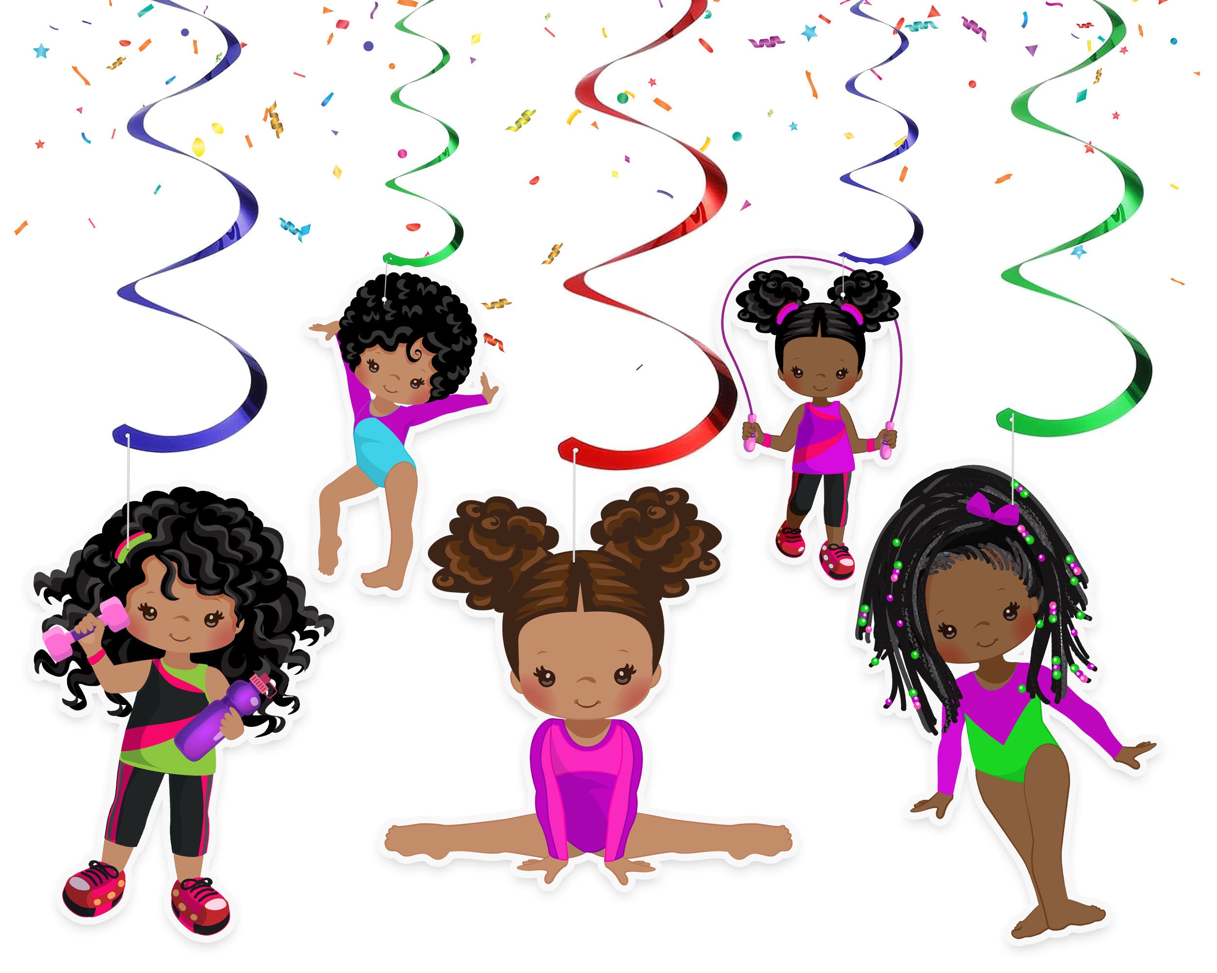 Vibrant Afro Gymnast Party Swirls