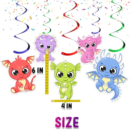 Enchanting Dragon Party Swirl Decorations - Colorful Dragon Hanging Whirls for Magical Celebrations