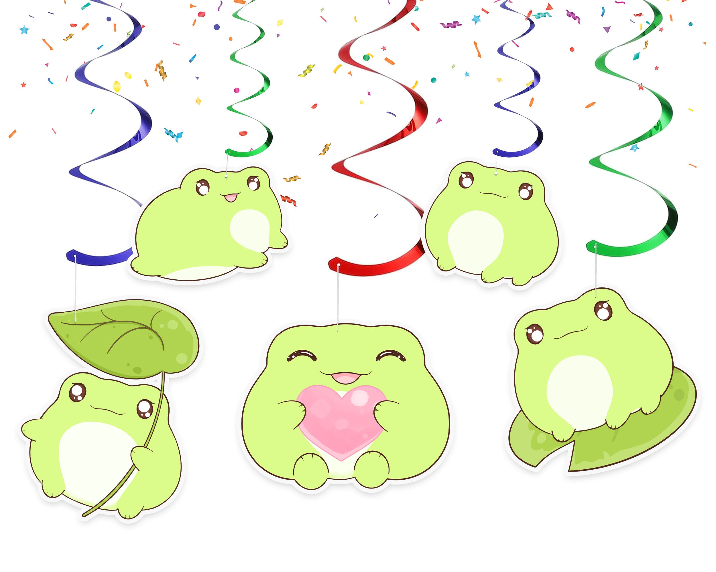Adorable Kawaii Frog Party Swirls