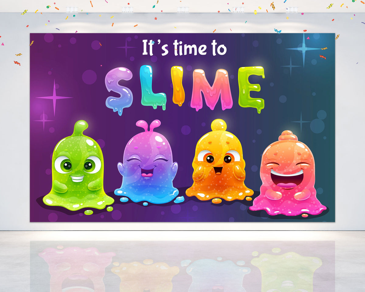 "It's Time to Slime" Baby Shower Backdrop