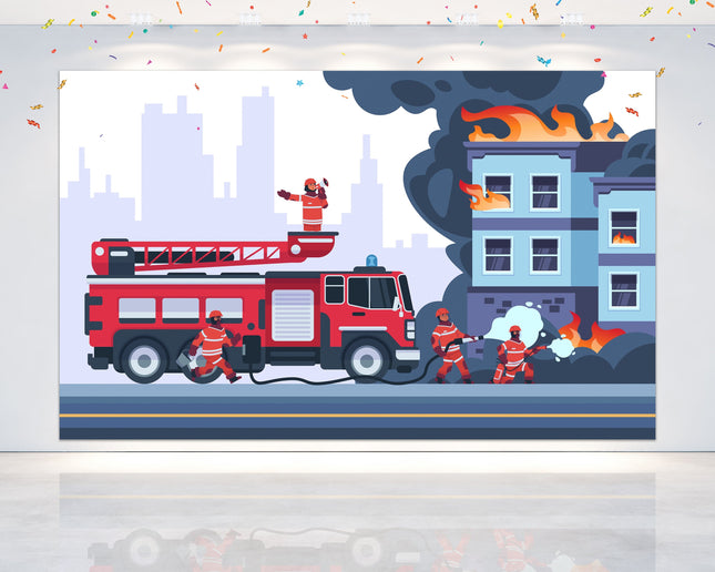 Firefighter Birthday Backdrop