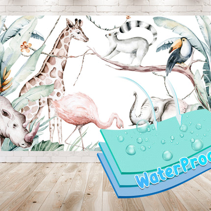 Safari Animals Baby Shower Backdrop 5x3 FT